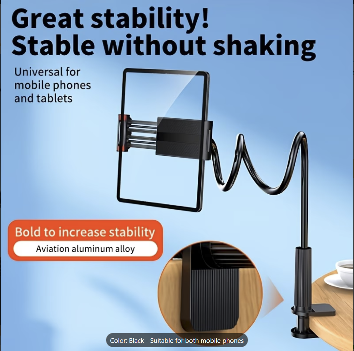 High Quality Universal 360 Degree Rotating Tablet Phone Holder with Spiral Base