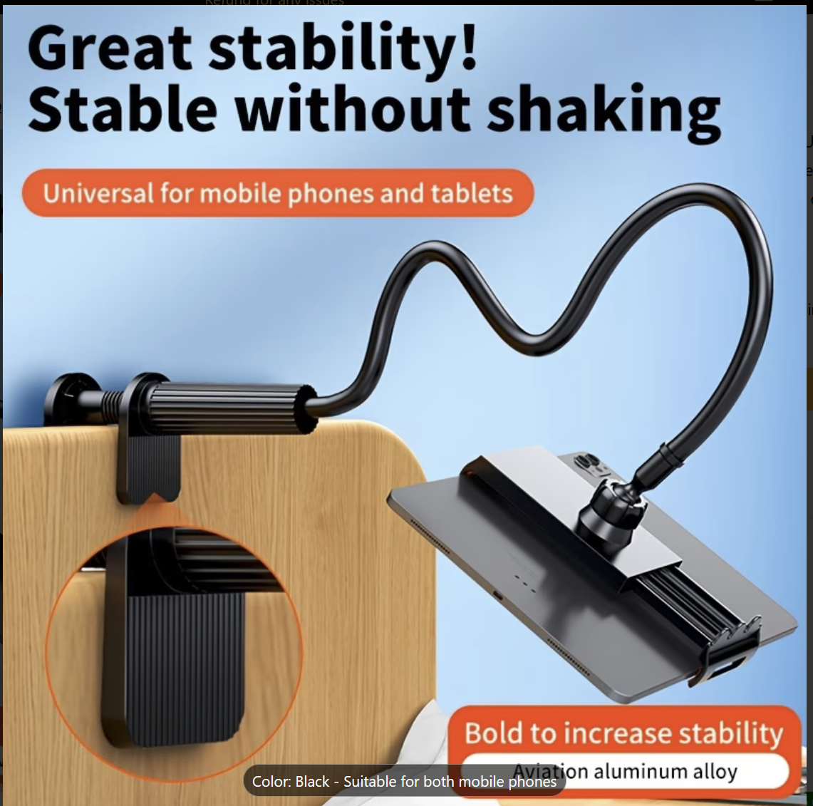 High Quality Universal 360 Degree Rotating Tablet Phone Holder with Spiral Base