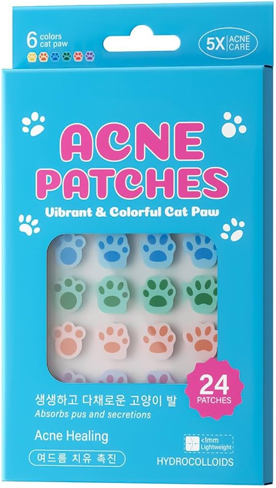 Kormesic Vibrant & Colorful Cat Paw Acne Patches – 24 Patches