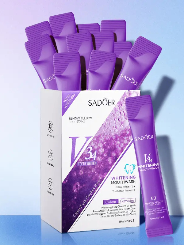 SADOER V34 Teeth Whitening Mouthwash Colour Corrector – 10ml × 20 Pieces